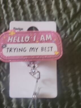 Pink 'Hello I Am Trying My Best' Phone Charm - Brand Unknown